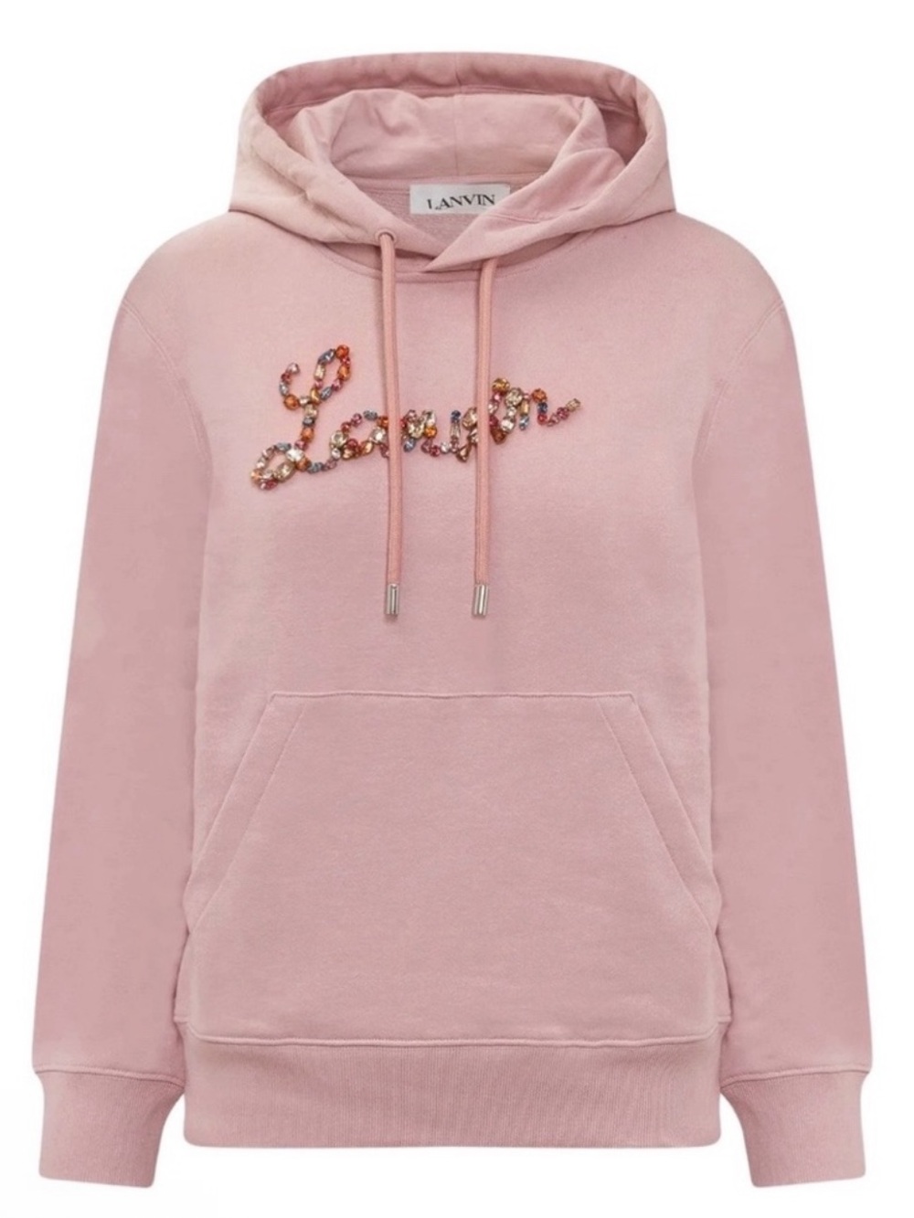 Lanvin Pink Embellished Logo Hooded Sweatshirt
